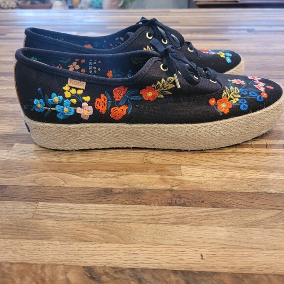 Keds x Rifle Paper Co. Triple Kick Wildwood Sneaker Black Floral - Picture 7 of 12